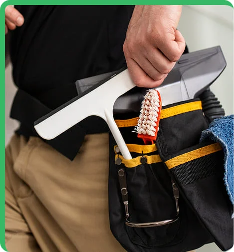 workers cleaning kit on waist