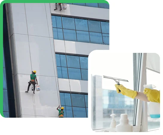 worker performing window cleaning