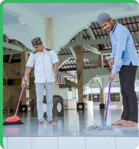 worker performing Cleaning in a hall