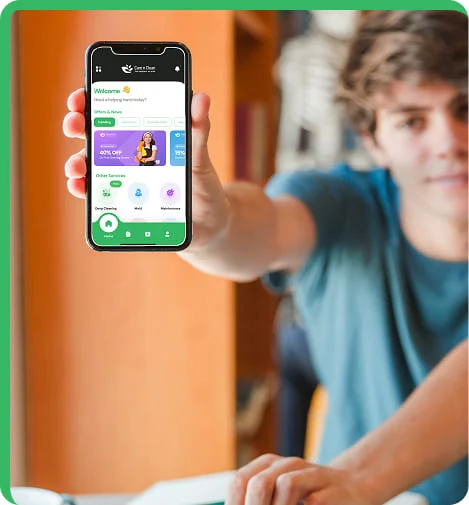 user showing our cleaning app