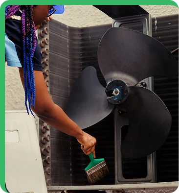 worker using window cleaner for window cleaning
