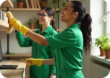 Worker perfoming Apartment Cleaning